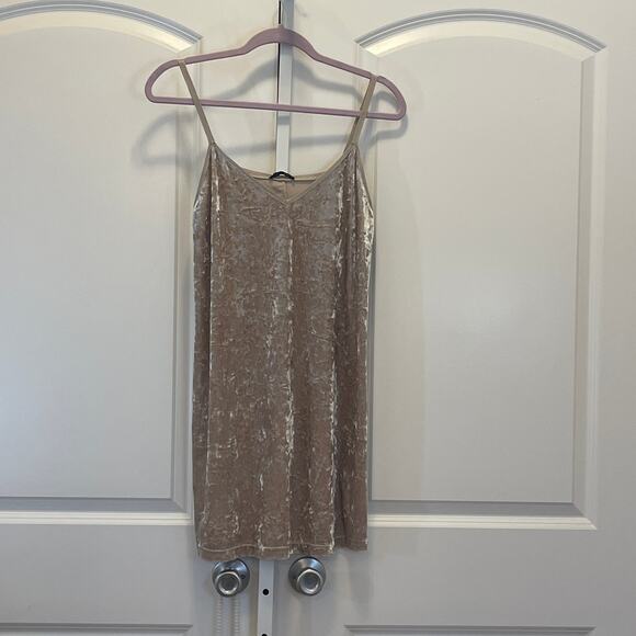 NWT Zara Crush Velvet Holiday Party Dress - Women Size S - Champagne Gold - Picture 1 of 6